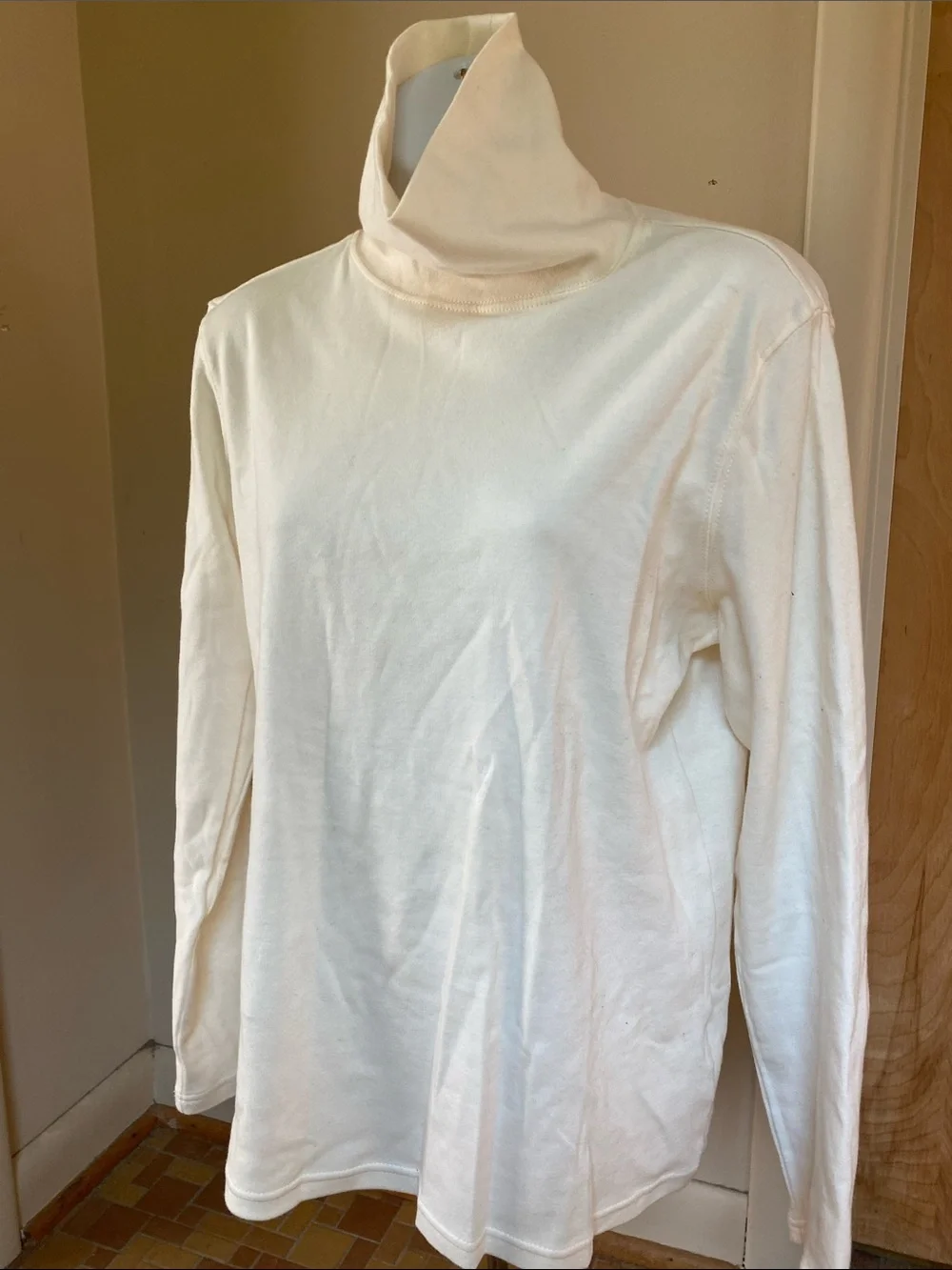 Studio Works Cream Turtleneck Long Sleeve Tee